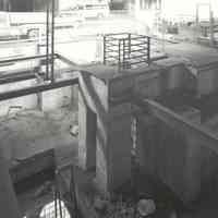 Digital image of B+W photo of former Maxwell House Coffee plant interior, Warehouse Building, detail floor pit, Hoboken, 2003.