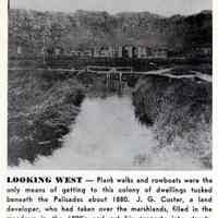 Reference image: Looking west to the plank walks in the northwest marshlands of Hoboken, ca. 1880.