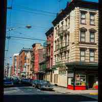 Color slide of eye-level view from 3rd and Garden looking W