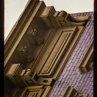          Color slide of detail view of cornice, brackets, frieze and window heads at 457 2nd between Adams and Jefferson picture number 1
   