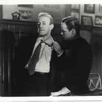 B+W publicity photo of Marlon Brando (Terry Malloy) with Lee J. Cobb (Johnny Friendly) in film "On the Waterfront," Hoboken, no date, ca. 1953-1954.