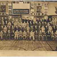 Sepia-tone group photo of boys, Class of Jan. 1948, David E. Rue School, Hoboken, 1948.