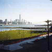 Color photos, 3, of Frank Sinatra Memorial Park from Castle Point near 6th St., Hoboken, Spring 1998.