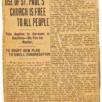 Newspaper clipping from album with article "Use of St. Paul