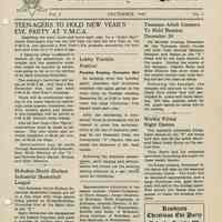 Newsletter: Community Y News, Hoboken N.J. Vol. 2, Nos. 1-3 [2nd Series], Dec. 1947 - March 1948. Hoboken YMCA.