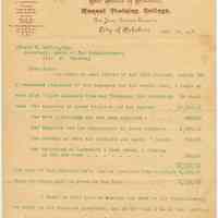 Letter to Board of Tax Commissioners, Hoboken from G. C. Houghton, Board of Trustees, Manual Training College, N.J. Industrial Education, City of Hoboken, May 15, 1893.