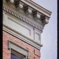          Color slide of detail view of cornice, dentils and brick quoins at 202-204 Hudson between 2nd & 3rd picture number 1
   