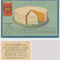          3. recipe card, front (enlarged) & back: cocoanut [sic - coconut] cake
   