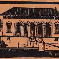 Linoleum block print: Summer House, Columbus Park. Hoboken, n.d., [issued June 1932.]