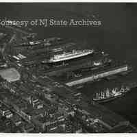 B+W aerial photo of the Holland America Lines Hoboken Piers, October 14, 1948.