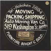 Advertising sign artwork for Auto Moving Van Co., 519 Washington St. Hoboken. No date, circa 1922-1929.