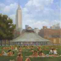 Painting: "Sunbathers." By Raymond Smith, Hoboken, 2007.