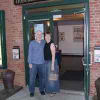 Digital image of volunteers Douglas Donkin and Lisa Broom outside HHM, Hoboken, May 27, 2005.