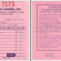 Laundry ticket from Willow Laundry, Inc., 719 Willow Ave., Hoboken, June 8, 2009.