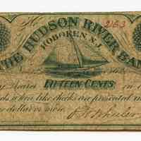          fractional scrip: The Hudson River Bank; Fifteen Cents; 1862
   