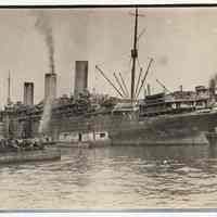 B+W photo of U.S.S. Leviathan at U.S. Army Transport Service piers, Hoboken, N.J., Aug. 9, 1919.