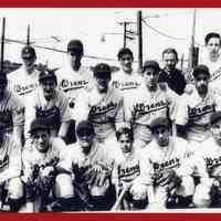 B+W digital print of photo of the 1937 Hoboken Wrens baseball team, no place (probably Stevens Park, Hoboken), 1937.