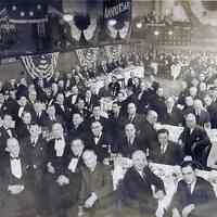 Sepia-tone group photo of Golden Jubilee Banquet, Hoboken Lodge No. 74 - B. P.O. E., Jan. 29th 1938.