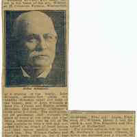 Newsclipping with obituary of John Schmalz, no place, no date, ca. early 1920