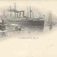 Postcard: Ship in Harbor, Hoboken, NJ