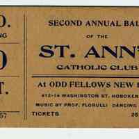 Printed ticket to the Second Annual Ball of the St. Ann