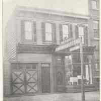 Printed B+W photograph of August T. Pflugh, plumbing, 104-106 Adams Street, Hoboken, no date, ca. 1906-1908.