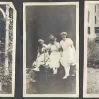 Digital image of album leaf with 3 sepia-tone photos of women, some related to the Muller family of Hoboken, n.p., probably July 1917