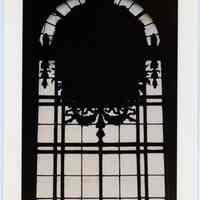 Notecard, photo: Hoboken Terminal [clock inside Waiting Room, Lackawanna Terminal.] Copyright 1981 photo by J.S. Watson. Watson Card Co., Hoboken, N.J.