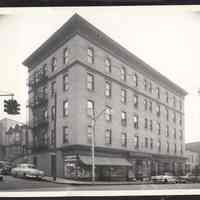 B&W photo of mixed-use apartment building at 1610-1616 Summit Avenue, Union City.