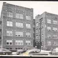B&W photo of apartment building at 41-47 Mt. Pleasant Avenue, Newark.