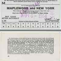 Ticket: Lackawanna R.R. Weekly 12-trip Commutation; Maplewood & New York; Nov. 1954; stamped Cancelled.