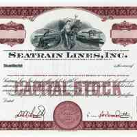 Stock certificate: Seatrain Lines, Inc.; 3 different specimens capital stock, no date, circa 1950.