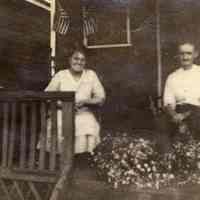 Digital image of photo of Julius Durstewitz and woman on porch, no place (probably not Hoboken), no date, circa late 1910-1920.