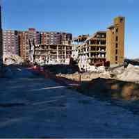 Color photos, 3, of demolition at northeast to southeast corner of former Maxwell House Coffee plant, Hoboken, 2004.