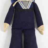 Souvenir doll: Holland America Line sailor with printed hat band. No date, probably 1950s-1960s.