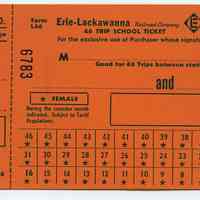 Ticket sample: Erie-Lackawanna R.R. 46 Trip School Ticket, n.d., ca. 1960-1964.