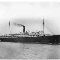 B+W photo of the S.S. City of St. Louis under steam, no place, near Hoboken?, no date, ca. 1935.