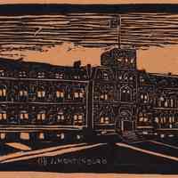 Linoleum block print: Stevens Institute of Technology 