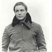 Black-and-white publicity photo of Marlon Brando as Terry Malloy in film "On the Waterfront," Hoboken, no date, ca. 1953-1954.