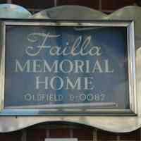 Color photos, 3, of sign for Failla Memorial Home, Hoboken, August 12, 2006.