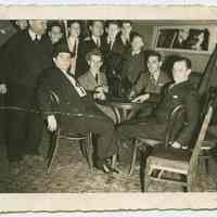 Photos, 3, of Ralph Riccio et al at his pool hall, 634 Grand St., Hoboken, n.d., ca. 1935-1945.