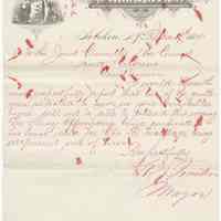 Digital image, document: Letter by Mayor Herman L. Timken to Joint Committee re members unable to attend meeting, Hoboken, Sept. 19, 1884.