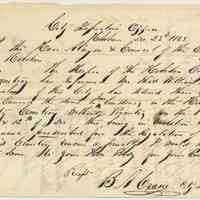 Letter from City Inspector B. N. Crane to City Council, Dec. 23, 1863 re William N. Parslow has buried 3 bodies without permits in Hoboken City Cemetery.