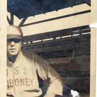 Sepia-tone photo of U.S. Navy sailor from the U.S.S. Siboney on his 1919 shore leave in Paris near the Paris Opera, July 1919.
