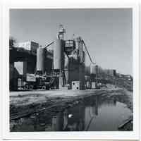 B+W photos, 6, of Instant-Crete concrete mixing plant at Jersey City-Hoboken border, near Paterson St., Hoboken, Jersey City, May 1974.