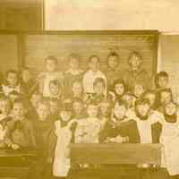 Sepia-tone group photo of Primary Class at the German Academy, Hoboken, N.J., no date, ca. 1890.