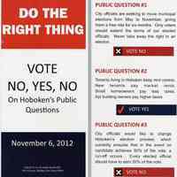 Handbill: Do The Right Thing. Vote No, Yes, No On Hoboken