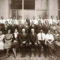 Sepia-tone group photo of Keuffel & Esser Co. employees, Hoboken, n.d., probably 1933.