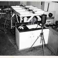 B+W photo of comparison tests of garbage disposal units at United States Testing Co. facility, Hoboken, N.d., ca. 1970-1980.