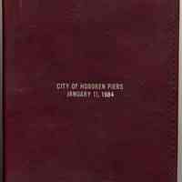 Presentation portfolio, gilt cover lettering: City of Hoboken Piers, January 11, 1984.